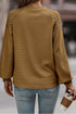 Lace Shoulder Waffle Knit Raglan Long Sleeve Top